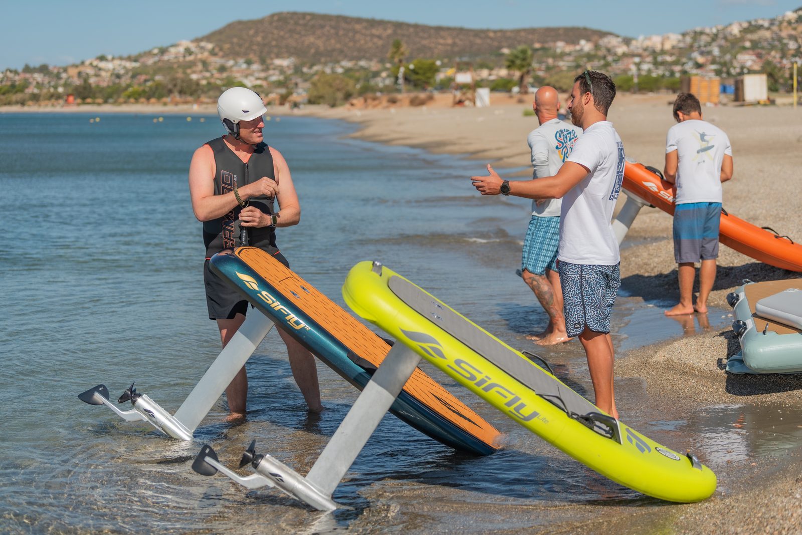 SiFly eFoil rental briefing on the beach in Greece